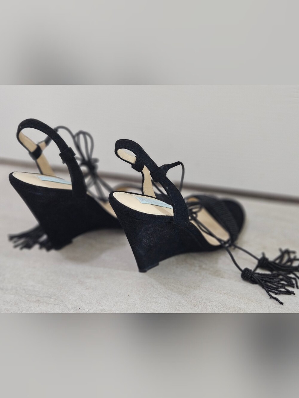 Blue by Betsy Johnson Faye Beaded. Lace-Up Wedge Women's Sandals. Size 8M